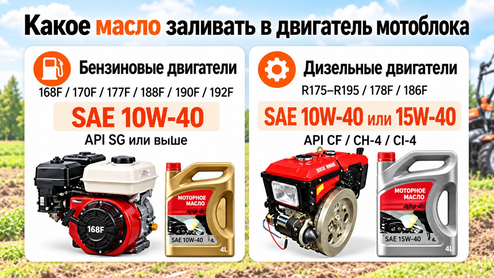 Какое масло заливать в двигатель мотоблока: SAE, API и объём