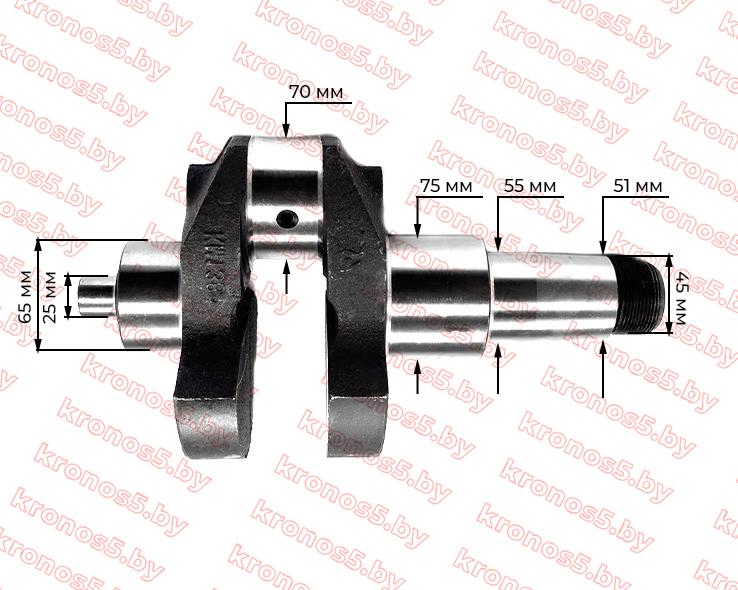 «Коленвал голый KM130/KM138, шейка 70 мм.» - фото