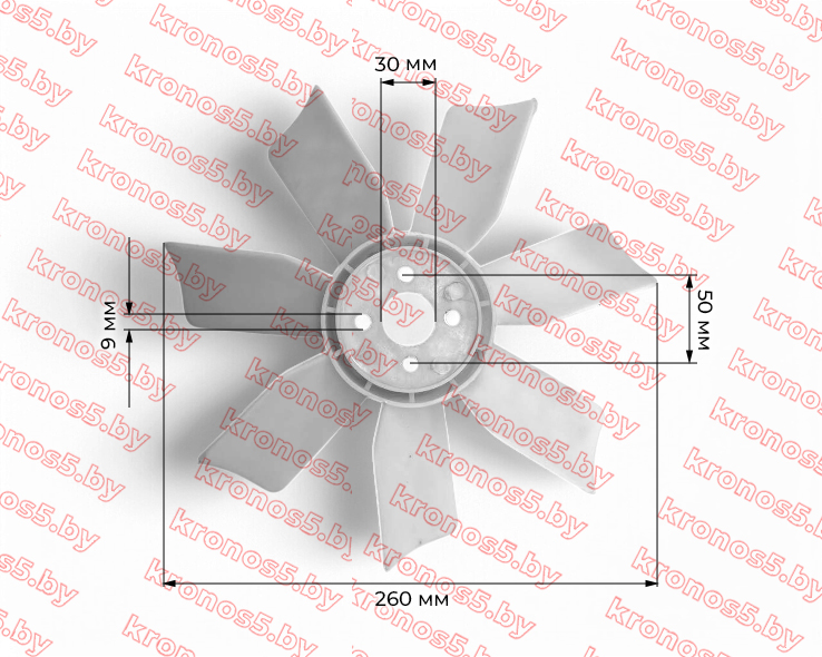 «Вентилятор охлаждения радиатора Ø260 мм. (крыльчатка) TY295» - фото 2