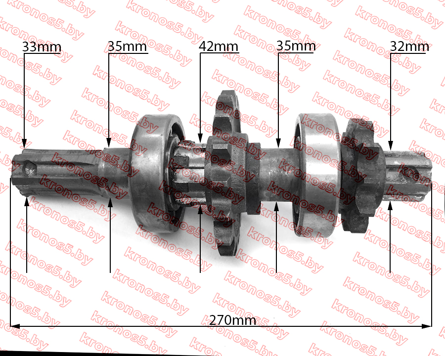 «Вал вторичный редуктора почвофрезы с шестеренчатым приводом в сборе Z-6 L-270 мм» - фото