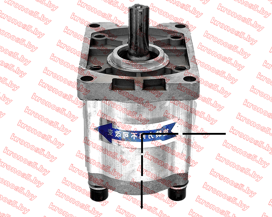 «Гидравлический насос (шестеренчатый) левый CBN-E320 (шлицевой привод, с площадкой, выходы под 90°)» - фото 3