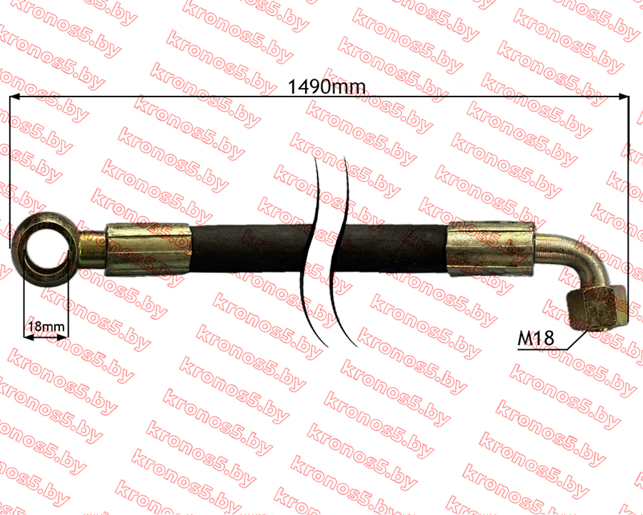 «Шланг гидравлический насос-кран L-1490 мм к минитрактору R195/195N» - фото