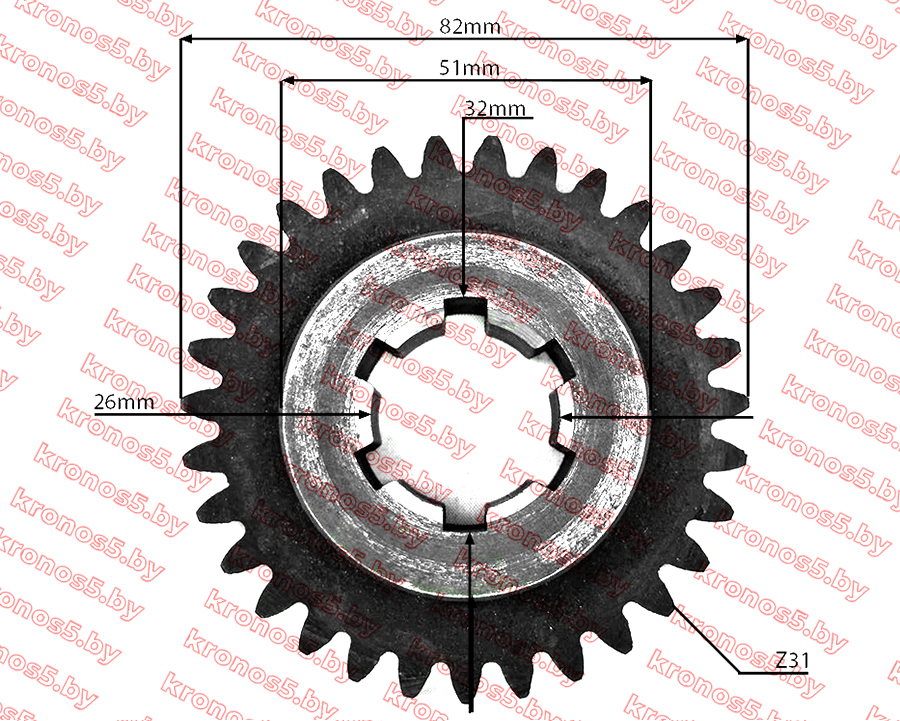 «Шестерня малого редуктора Z- 31 Ф=32 мм (привод фрезы)» - фото