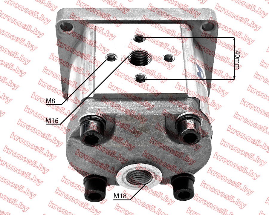 «Гидравлический насос (шестеренчатый) левый CBN-E320 (шлицевой привод, с площадкой, выходы под 90°)» - фото