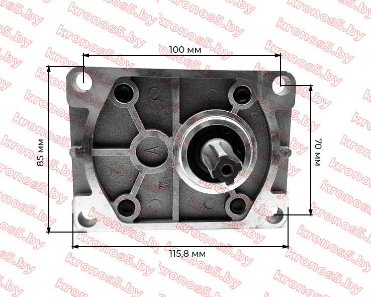 «Насос шестеренчатый НШ правый CBT-E314 R 20 mpa (шлицевой привод, с площадкой, выходы под 180°)» - фото 4