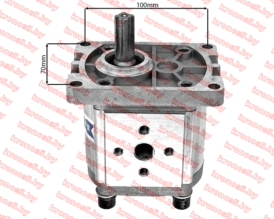 «Гидравлический насос (шестеренчатый) левый CBN-E320 (шлицевой привод, с площадкой, выходы под 90°)» - фото 2