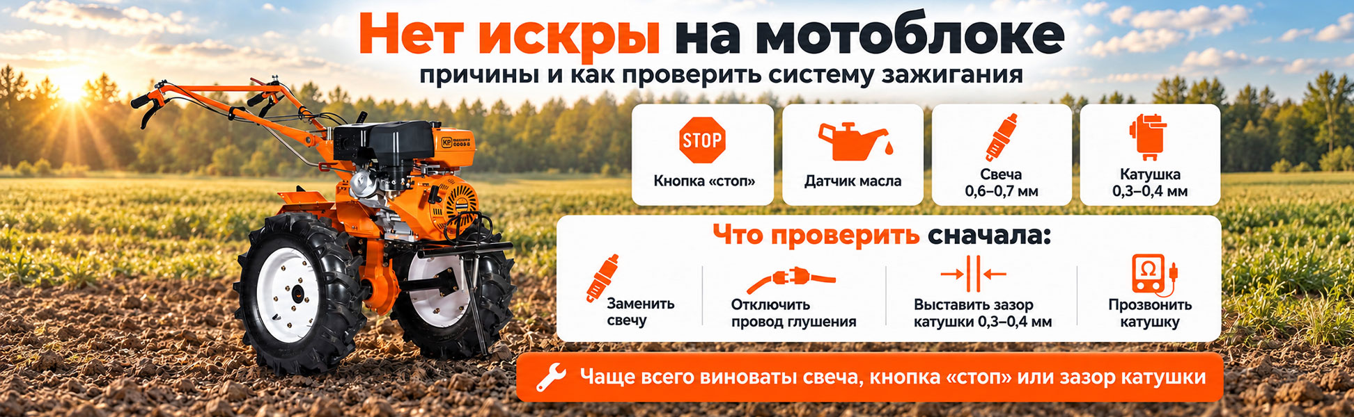 Нет искры на мотоблоке: причины и как проверить систему зажигания