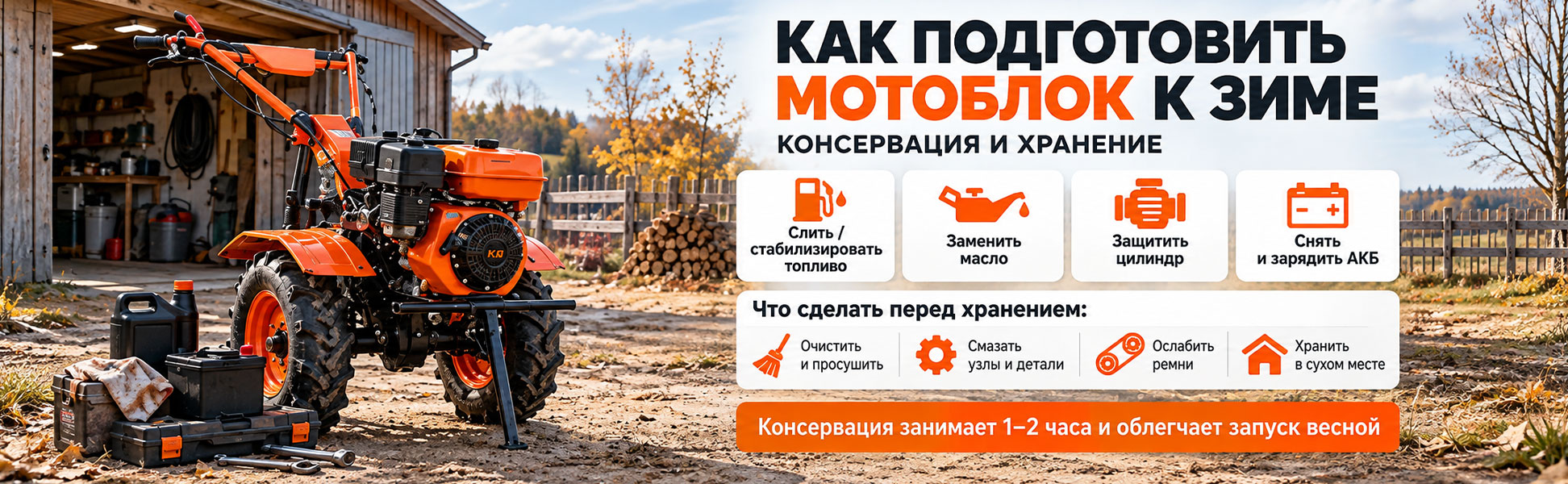 Как подготовить мотоблок к зиме: консервация и хранение
