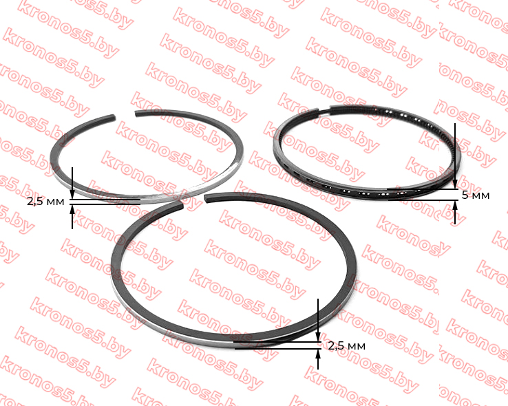 «Кольца поршневые, комплект на 1 поршень Ф=90 мм TY290 (2,5/2,5/5,0 мм)» - фото 3