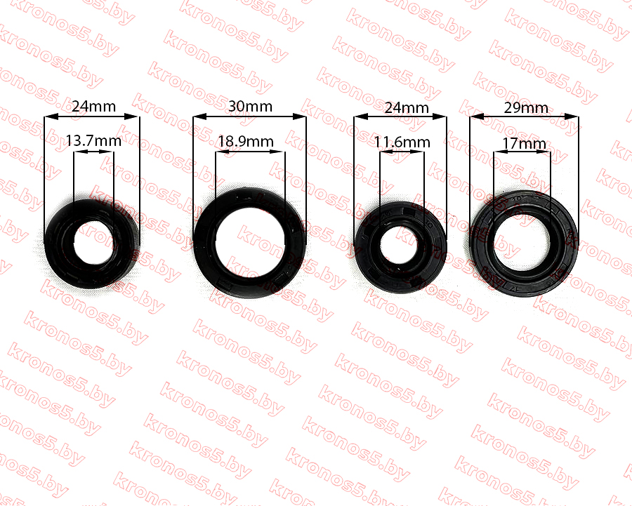 «Сальники к-т 4 шт (11,6x24x10; 17x29x5; 18,9x30x5; 13,7x24x5) R180/180N» - фото