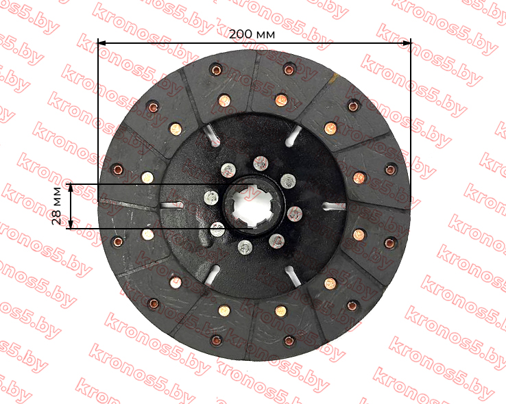 «Диск сцепления SF240/SF244 6 шлицов Ф=200 мм шл. 28 мм» - фото 4