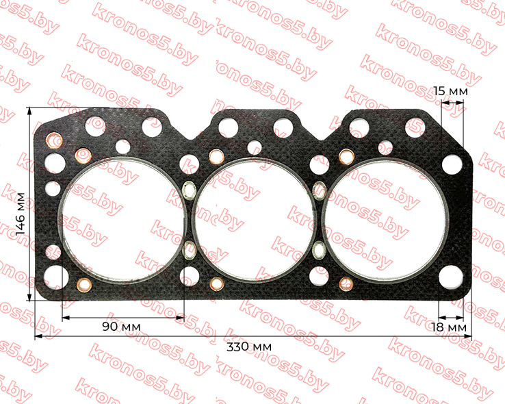 «Прокладка головки блока цилиндров ГБЦ KM385 3*90 мм» - фото 3