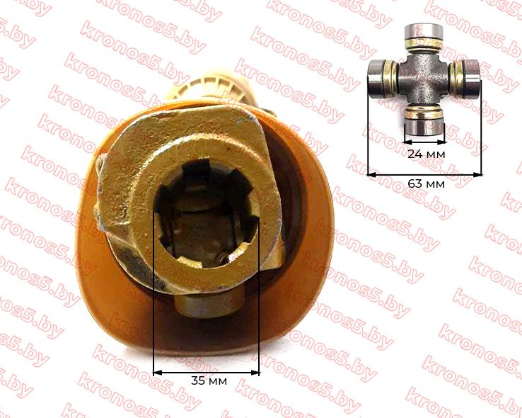 «Вал карданный 6 x 6, 730 мм, труба - трехлимонник, крест. 24х63» - фото 3