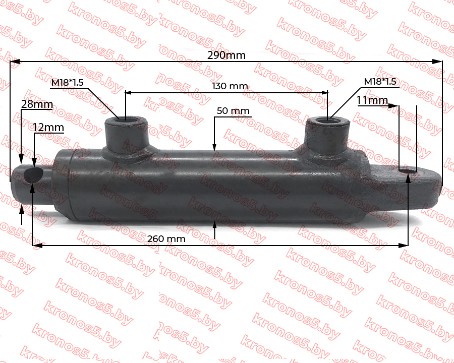 «Гидравлический цилиндр к минитрактору L=290 мм R195/195N» - фото