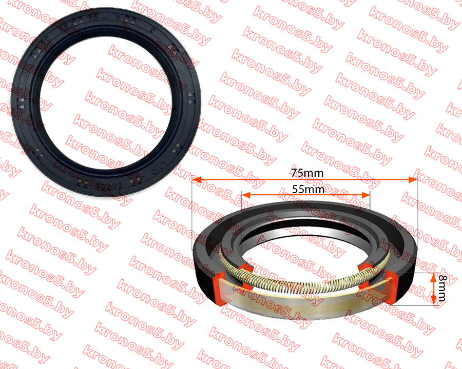 «Сальник арм. (манжета) 55х75х8 (передняя ступица 224)» - фото