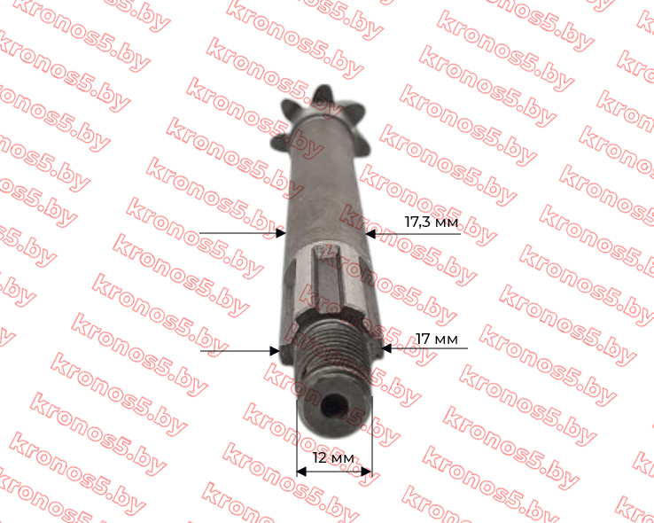 «Вал шестерни полуоси (планетарка часть 1) к мотоблоку 2090Б L-220 мм. Z-7 168F/170» - фото 2