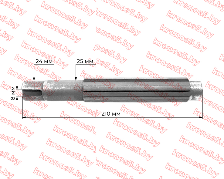 «Вал привода малого редуктора 210 мм ф=24 мм, Z-6 (ТН) R195/195N» - фото 3