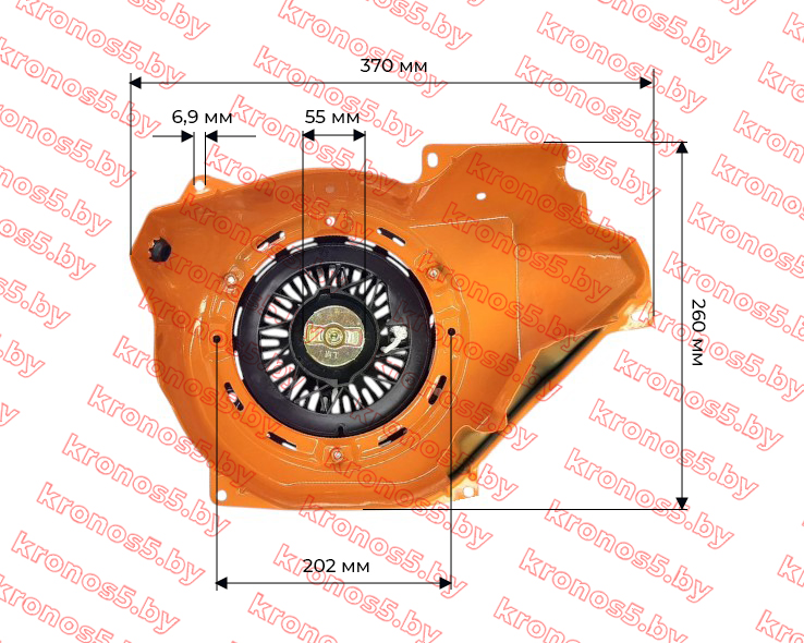 «Ручной стартер в сборе с кожухом для двигателей 188F/190F/192F/GX340/GX390/182F (13-18 л.с.)» - фото