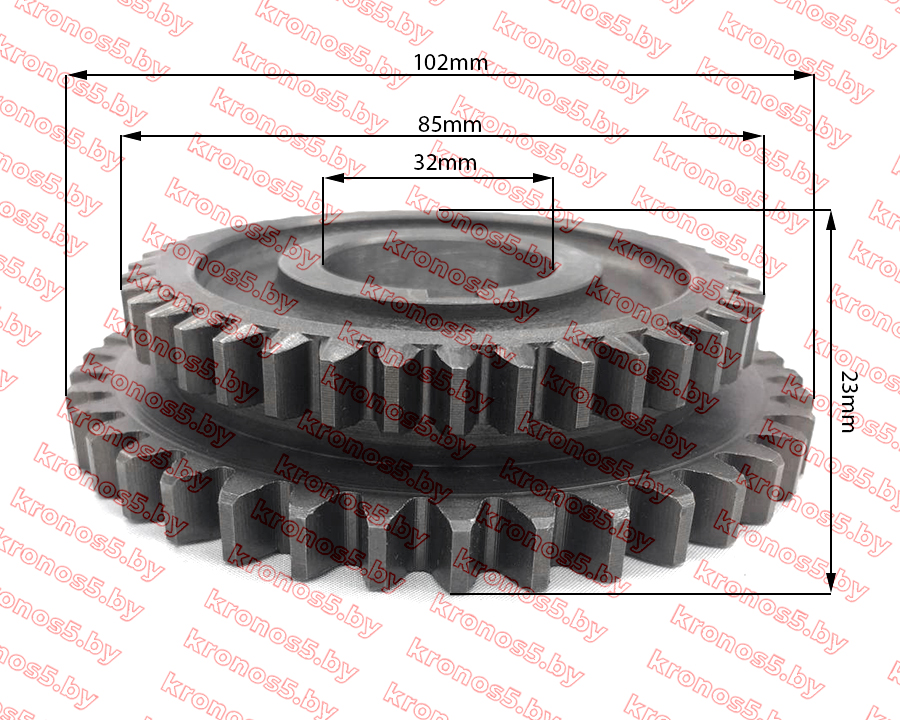 «Шестерня вторичного вала Ф=32 мм сдвоенная к мотоблоку с воздушным охлаждением Z39/40 (тип 2)» - фото
