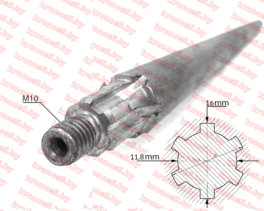 «Вал вертикальный трансмиссии роторной косилки передненавесной L-600 мм. KRF-M1(КРФ-М1), FRM-80, RM-1» - фото