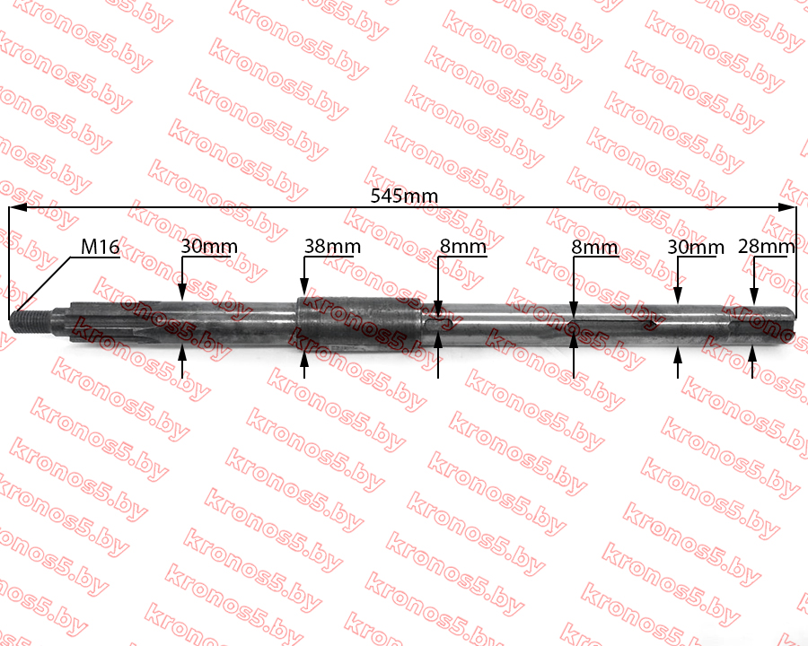 «Вал главный L-545 мм (шлиц 28 мм) под 3 шпонки (первичный) KM130/KM138» - фото