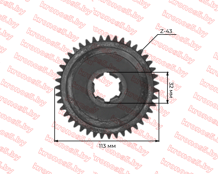 «Шестерня приводного вала малого редуктора КПП Z-43, ф=32» - фото 2