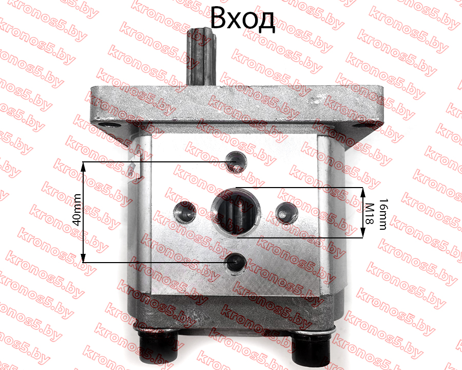 «Гидравлический насос (шестеренчатый) левый CBN-Е310 (шлицевой привод, с площадкой, выходы под 180°)» - фото