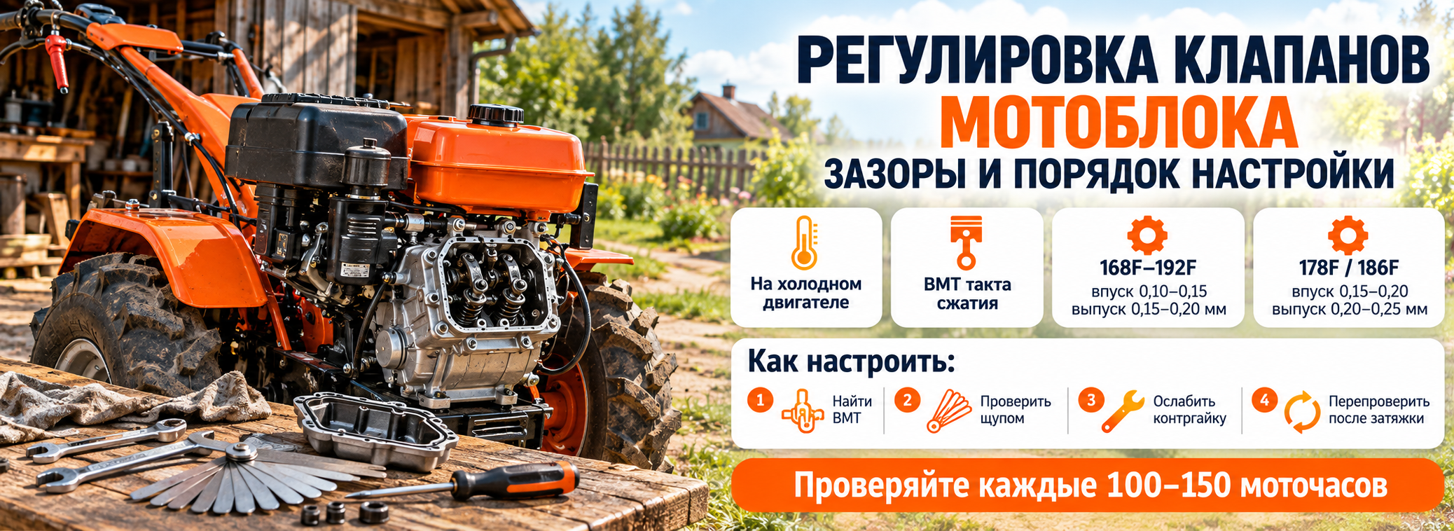 Регулировка клапанов мотоблока: зазоры и порядок настройки