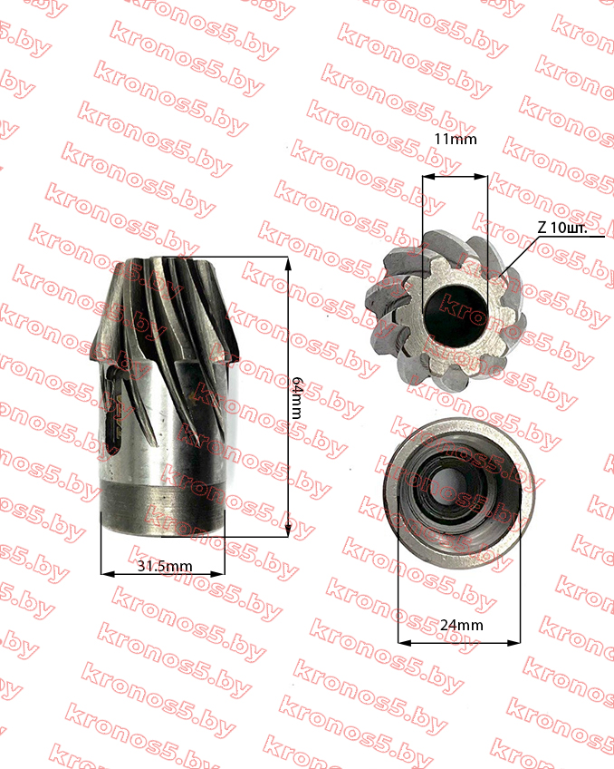 «Шестерня коническая промежуточная Z-10 к мотоблоку с воздушным охлаждением» - фото