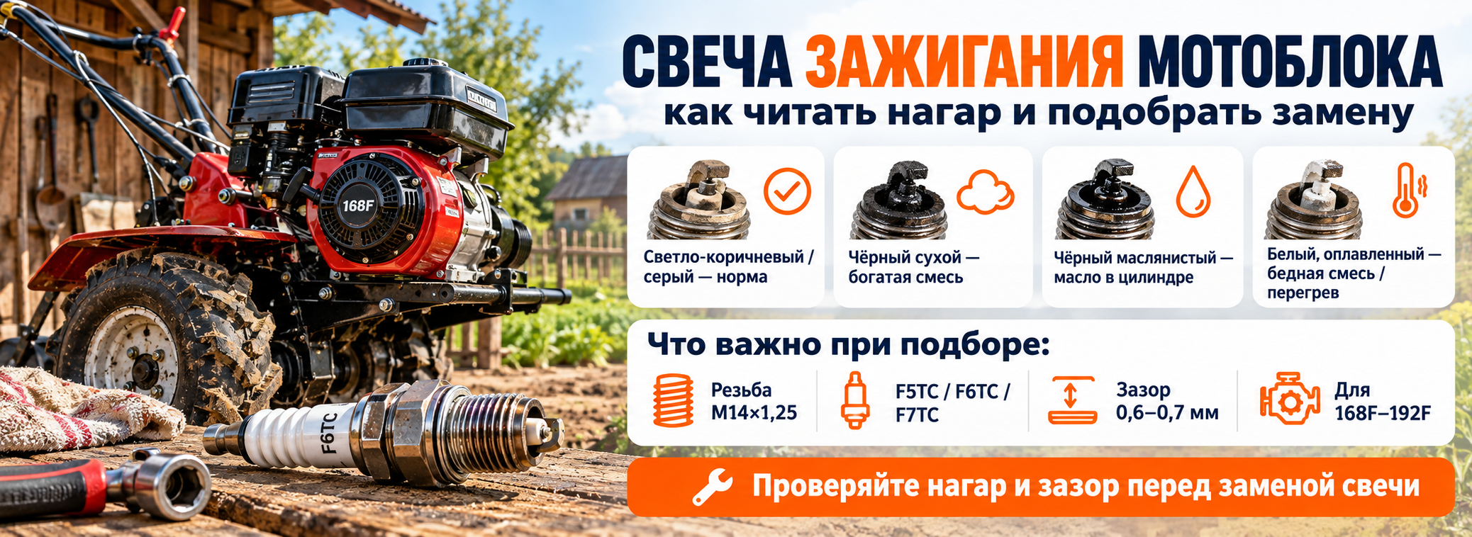 Свеча зажигания мотоблока: как читать нагар и подобрать замену