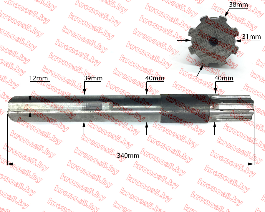«Полуось L-340 mm, 8 шлицов» - фото