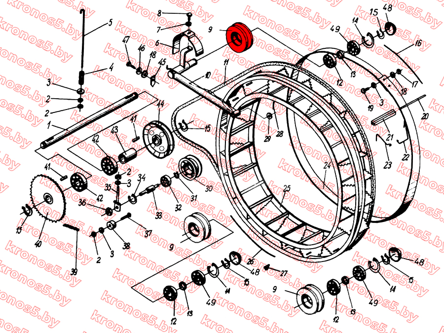 «Шкив (ролик) ремня направляющий на большое колесо Anna открытый» - фото 2