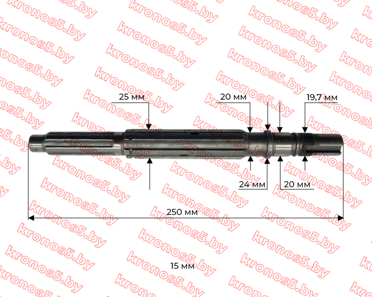 «Вал главный (первичный) КПП 3+1 с ВОМ 178F/186F (новый тип)» - фото 4