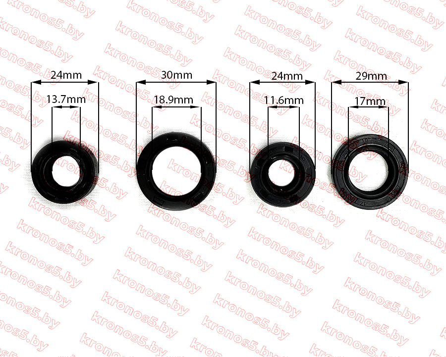 «Сальники комплект 4 шт (11,6x24x10; 17x29x5; 18,9x30x5; 13,7x24x5) R180/180N» - фото