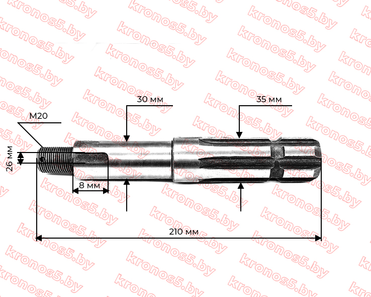 «Вал отбора мощности (ВОМ) Z-6, L=210mm» - фото 4
