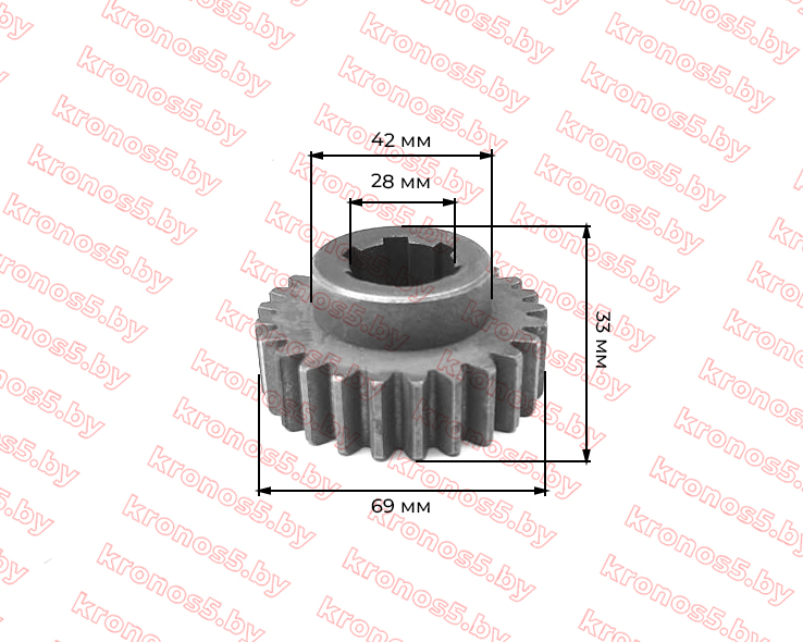 «Шестерня привода переднего моста (доп КПП) Z-25, шлицевая - 28 мм» - фото